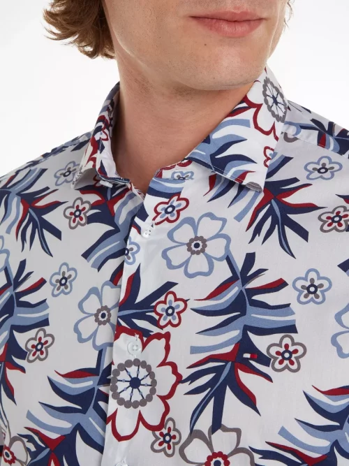 Chemise Manches Longues Sport Grandes Fleurs Beige Moyen – Image 4