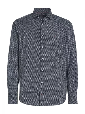 Chemise Manches Longues Sport Imprime Fleurs Bleu Fonce