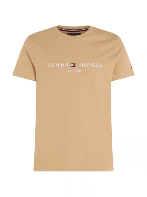 T-shirt Manches Courtes Broderie Tommy Beige Moyen