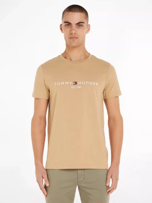 T-shirt Manches Courtes Broderie Tommy Beige Moyen – Image 2