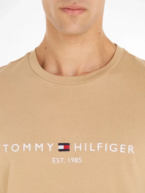 T-shirt Manches Courtes Broderie Tommy Beige Moyen – Image 4