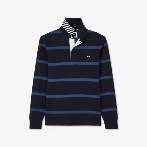 Polo Manches Longues 2023 Rayure Cercle Bleu Fonce