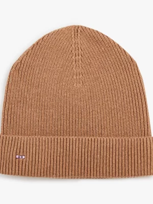 Accessoire Bonnet Tricot Uni Beige Moyen