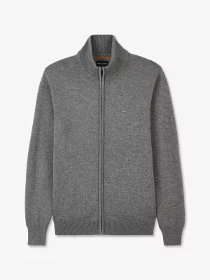 Gilet Manches Longues Laine & Coton Gris Clair