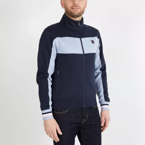 Gilet Manches Longues Molleton Bicolore Bleu Moyen