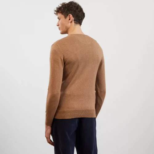 Pull Col V Laine & Coton Beige Moyen – Image 2