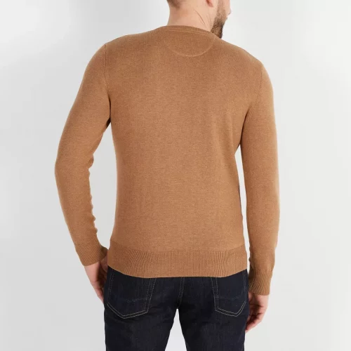 Pull Col V Laine & Coton Beige Moyen – Image 3
