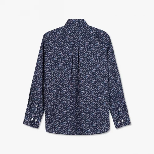 Chemise Manches Longues Sport Imprime Fleurs Bleu Fonce – Image 2