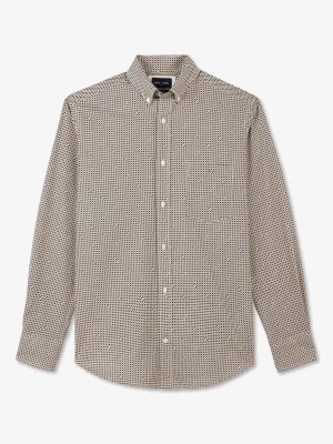 Chemise Manches Longues Sport Imprime Noeud Beige Moyen
