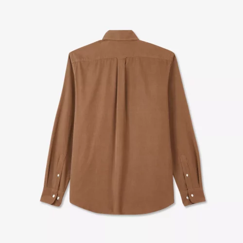 Chemise Manches Longues Sport Col Mao Rayure Beige Moyen – Image 2