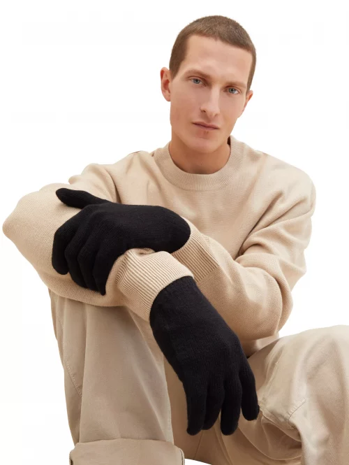 Accessoire Gants Uni Laine Noir Fonce – Image 3