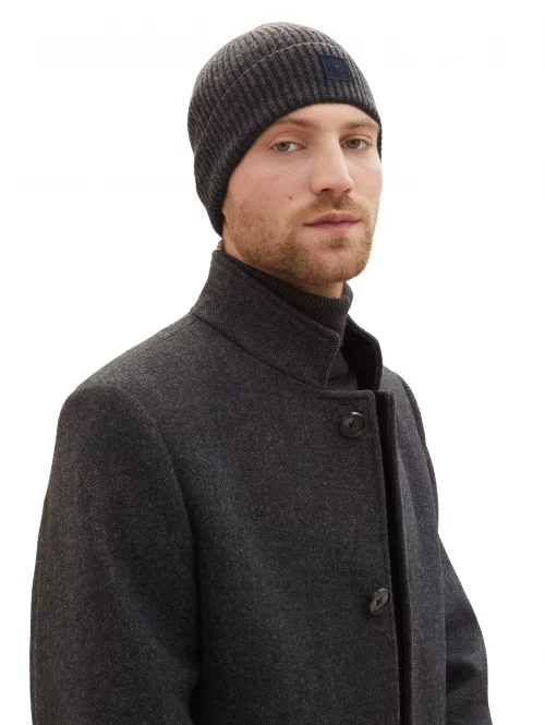 Accessoire Bonnet Cote 1*1 Noir Fonce – Image 3