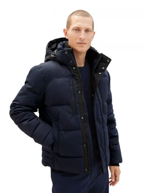 Grosse Piece Blouson Doudoune Courte Bleu Fonce – Image 2