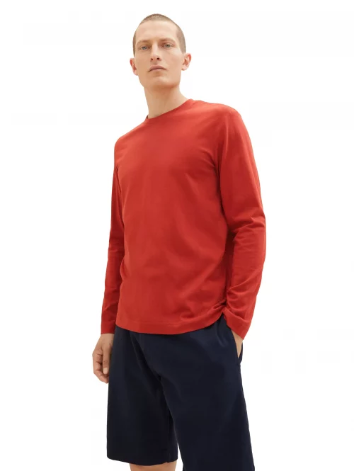 T-shirt Manches Longues Uni Rouge Moyen – Image 2