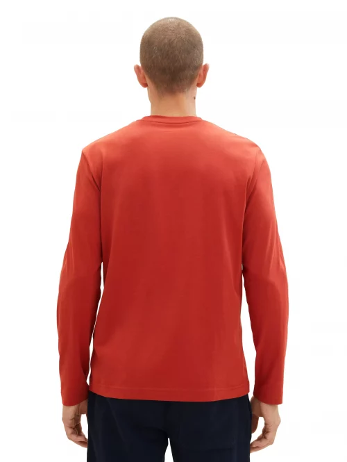 T-shirt Manches Longues Uni Rouge Moyen – Image 4