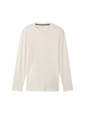 T-shirt Manches Longues Uni Beige Clair