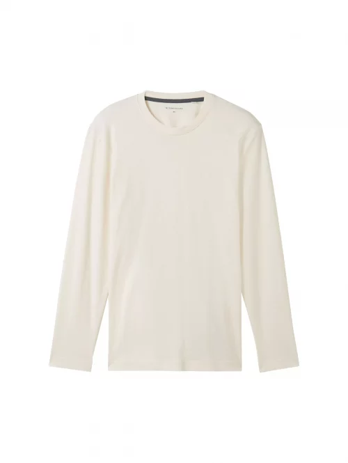 T-shirt Manches Longues Uni Beige Clair