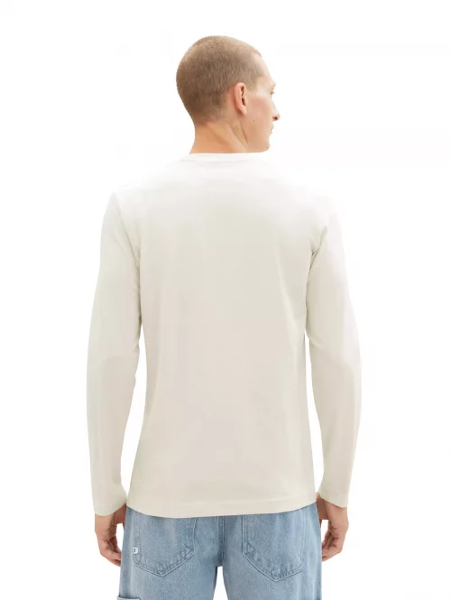T-shirt Manches Longues Uni Beige Clair – Image 4