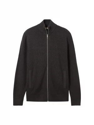 Gilet Manches Longues Cote 1*1 Zip Gris Fonce