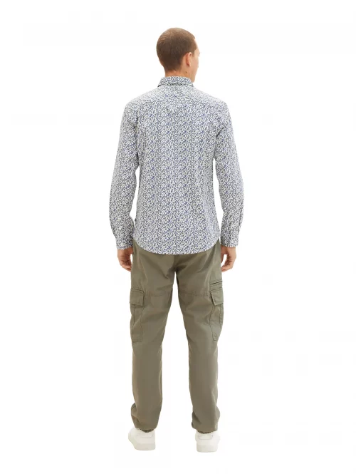 Chemise Manches Longues Sport Imprime Traits Multico Beige Moyen – Image 4