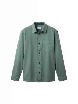 Chemise Manches Longues Sport Surchemise Gabardine Unie Vert Moyen