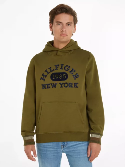 Pull Sweat  Capuche Hilfiger Logo Kaki Fonce – Image 2