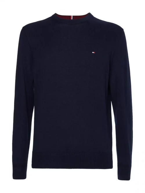 Pull Col Rond Coton Cash Bleu Fonce