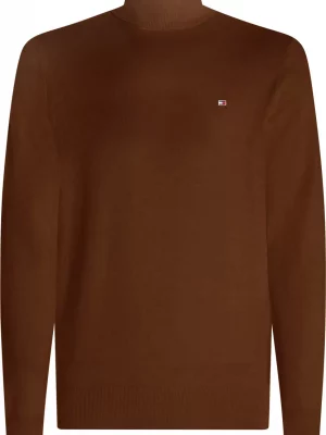 Pull Col Rond Rayure Bicolore Beige Moyen