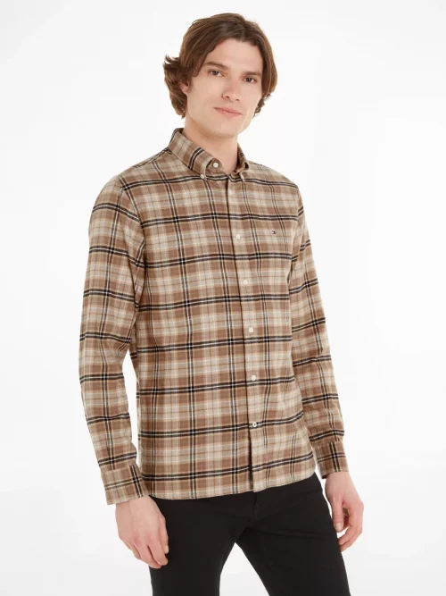 Chemise Manches Longues Sport Carreau Tartan Beige Clair – Image 5