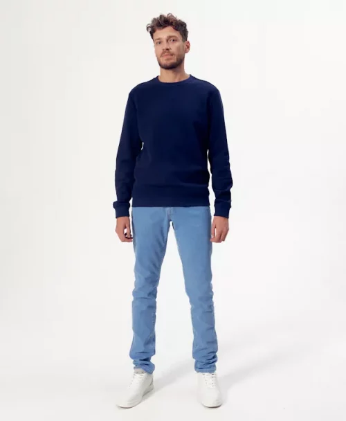 Pull Sweat  Recycle Pique Uni Bleu Fonce – Image 3