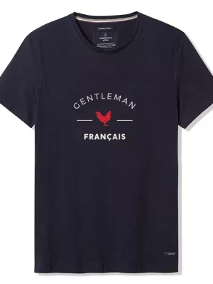 T-shirt Manches Courtes Coton Bio Gentleman Bleu Fonce