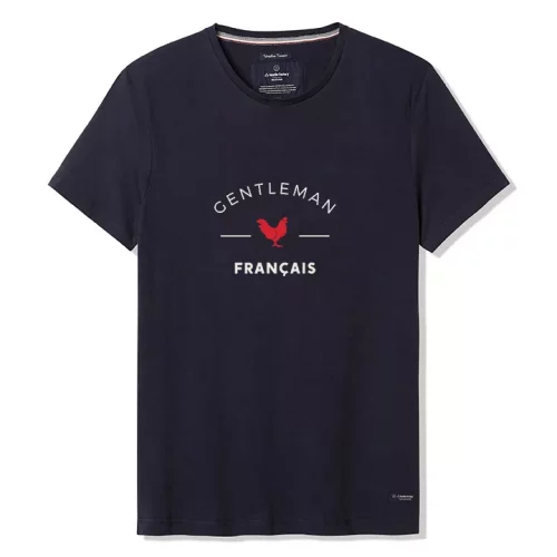 T-shirt Manches Courtes Coton Bio Gentleman Bleu Fonce
