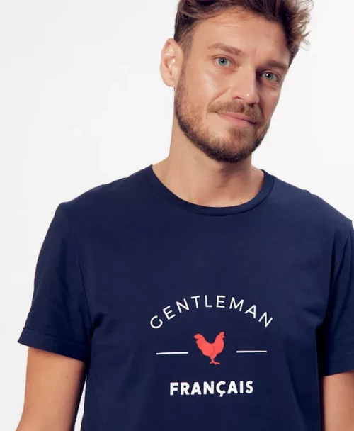 T-shirt Manches Courtes Coton Bio Gentleman Bleu Fonce – Image 2