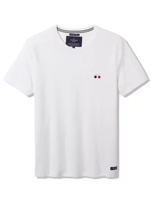 T-shirt Manches Courtes Coton Bio Velo Brode Beige Clair