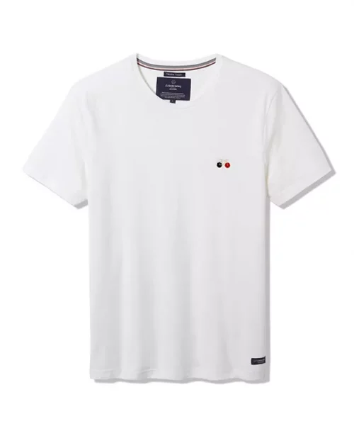 T-shirt Manches Courtes Coton Bio Velo Brode Beige Clair