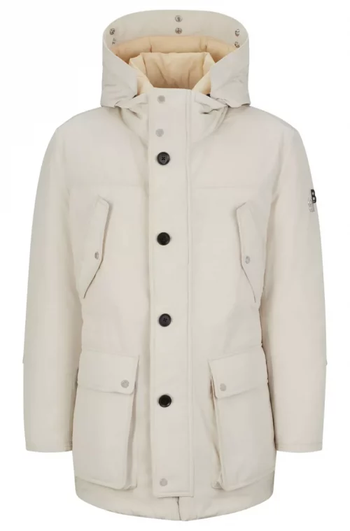Grosse Piece Parka Nylon Capuche Beige Clair
