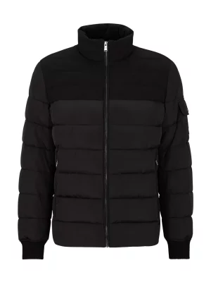Grosse Piece Blouson Doudoune Bi-matiere Noir Fonce
