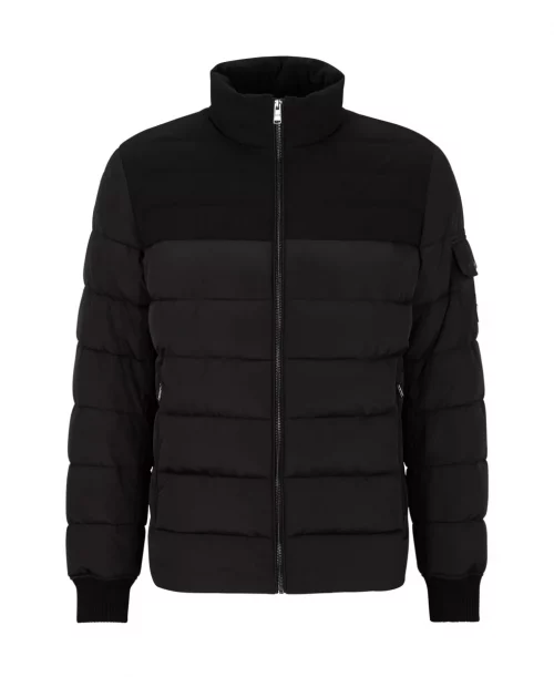 Grosse Piece Blouson Doudoune Bi-matiere Noir Fonce