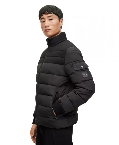 Grosse Piece Blouson Doudoune Bi-matiere Noir Fonce – Image 2