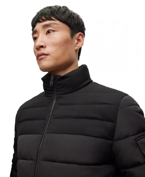 Grosse Piece Blouson Doudoune Bi-matiere Noir Fonce – Image 4