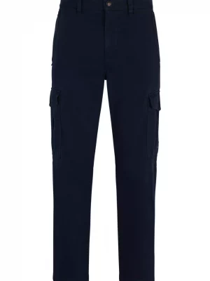 Pantalon Sport Cargo Satin Uni Bleu Fonce
