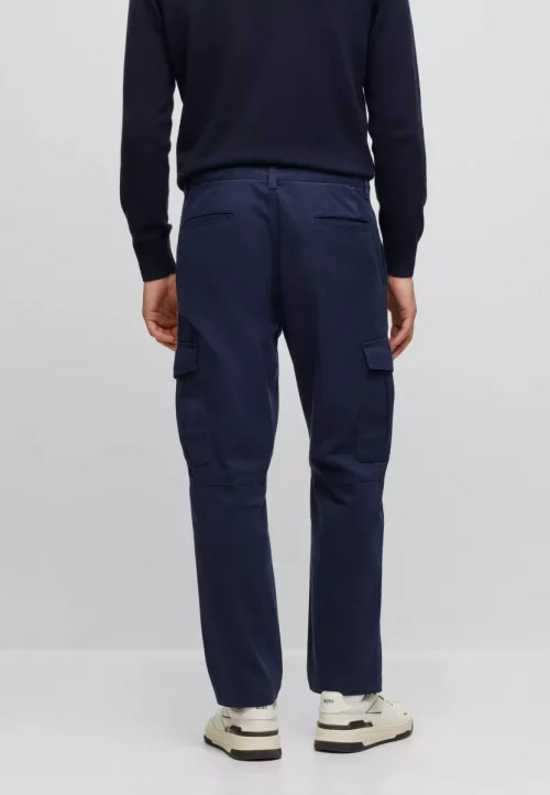 Pantalon Sport Cargo Satin Uni Bleu Fonce – Image 3