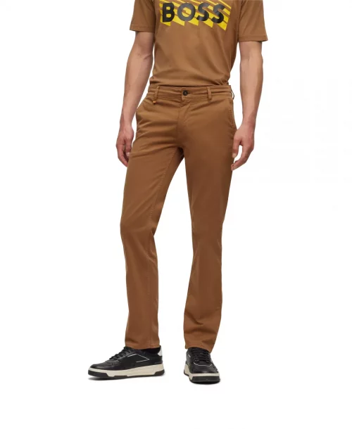 Pantalon Sport Chino Slim Satin Beige Moyen – Image 2