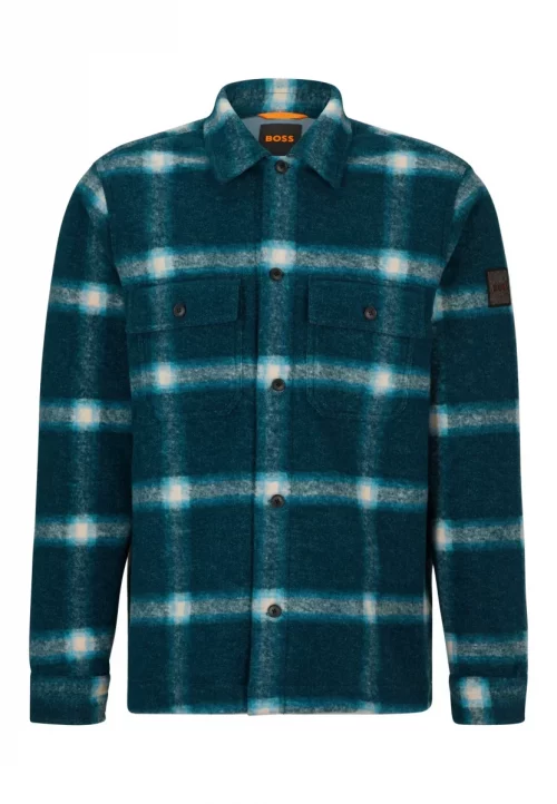 Chemise Manches Longues Sport Surchemise Carreau Bleu Moyen