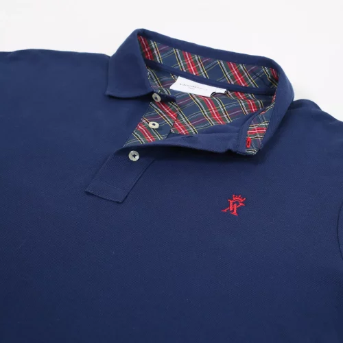 Polo Manches Longues Pique Coudieres Bleu Fonce – Image 2