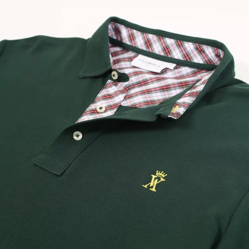 Polo Manches Longues Pique Coudieres Vert Fonce – Image 2