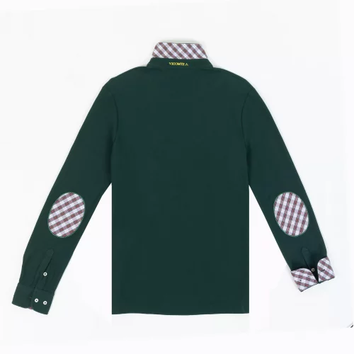 Polo Manches Longues Pique Coudieres Vert Fonce – Image 3