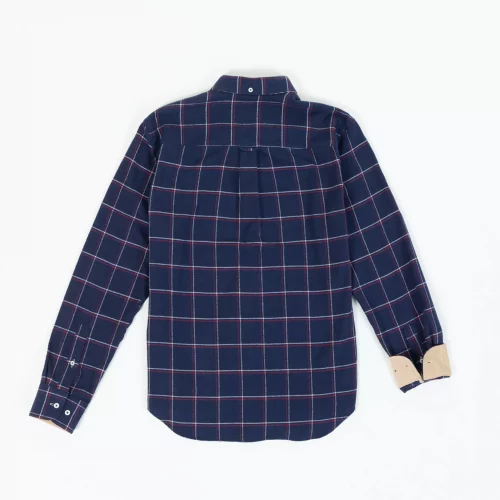 Chemise Manches Longues Sport Carreau Gratte Bleu Fonce – Image 3
