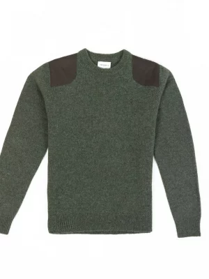 Pull Col Rond Laine Epaules Ton Sur Ton Kaki Fonce