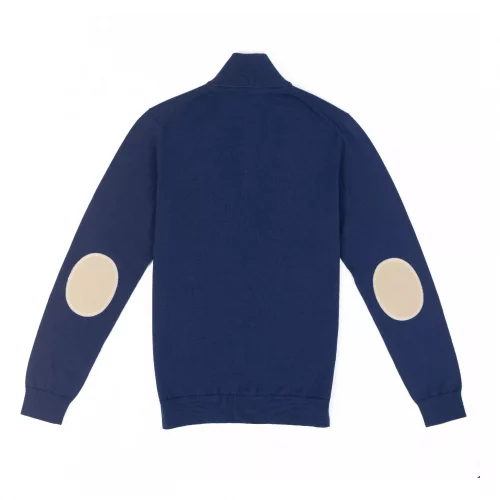 Pull Col Cheminee Coton Cach Coudieres Bleu Moyen – Image 2
